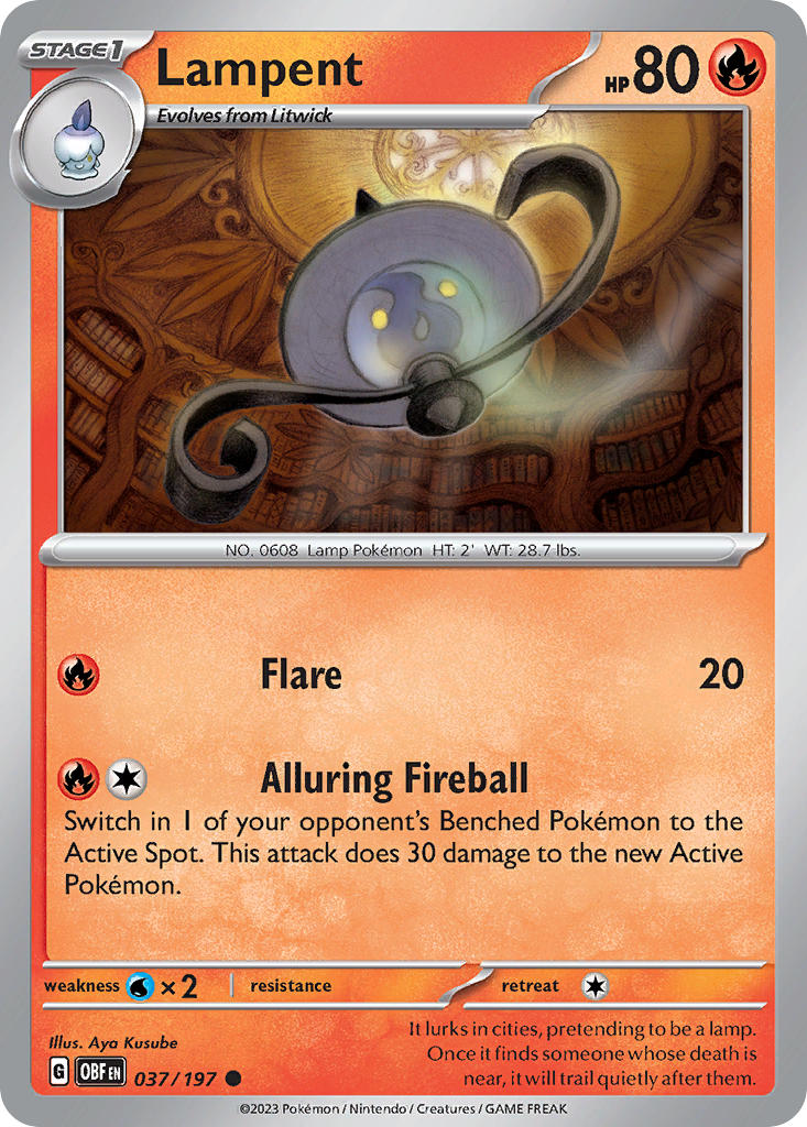 Lampent⁣ - Obsidian Flames⁣ (Common)⁣ [037] English / Near Mint / Normal