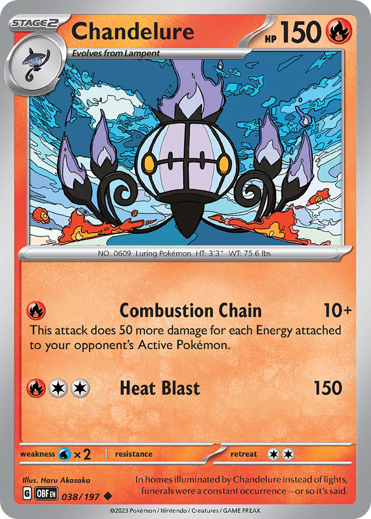 Chandelure⁣ - Obsidian Flames⁣ (Uncommon)⁣ [038] English / Near Mint / Normal