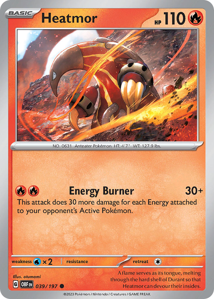 Heatmor⁣ - Obsidian Flames⁣ (Common)⁣ [039] English / Near Mint / Reverse-Holo Normal