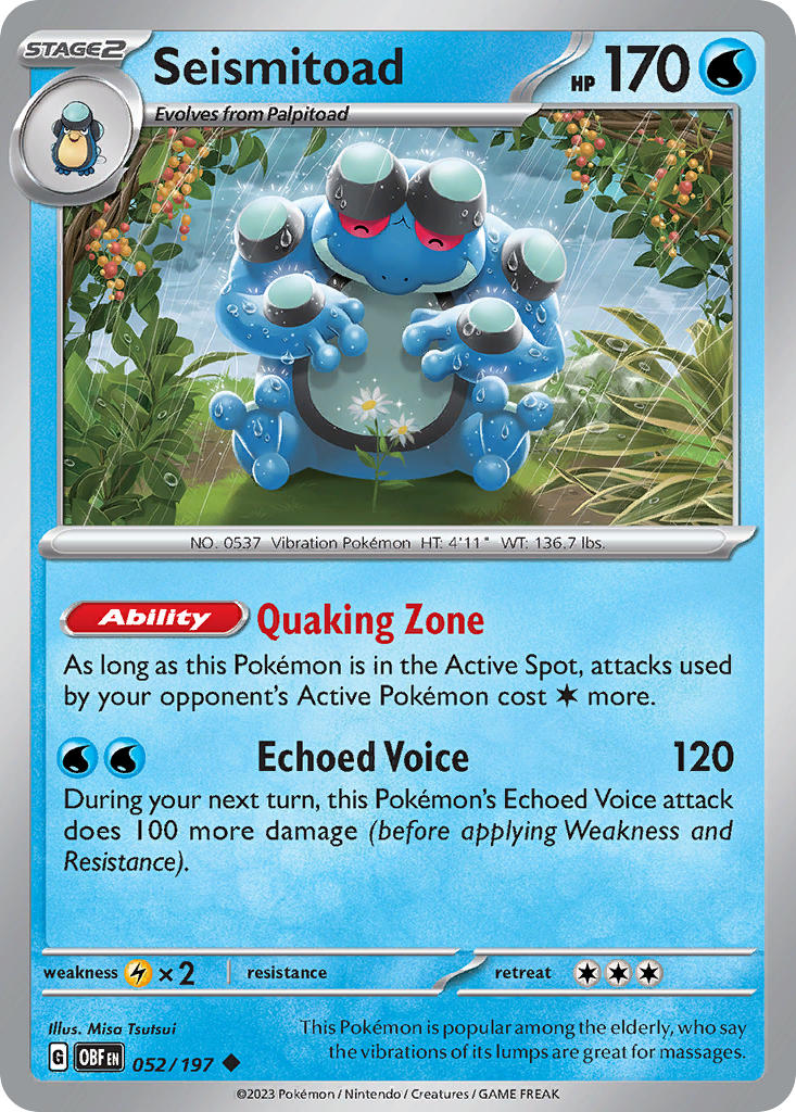 Seismitoad⁣ - Obsidian Flames⁣ (Uncommon)⁣ [052] English / Near Mint / Reverse-Holo Normal