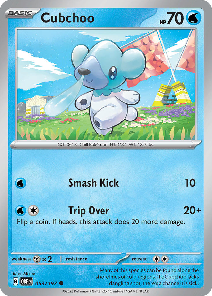 Cubchoo⁣ - Obsidian Flames⁣ (Common)⁣ [053] English / Near Mint / Reverse-Holo Normal