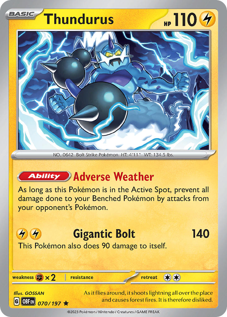 Thundurus⁣ - Obsidian Flames⁣ (Rare)⁣ [070] English / Near Mint / Reverse-Holo Normal