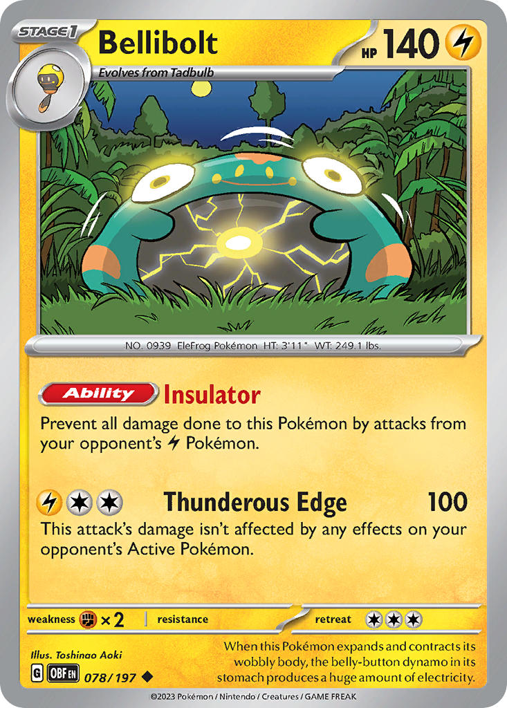 Bellibolt⁣ - Obsidian Flames⁣ (Uncommon)⁣ [078] English / Near Mint / Reverse-Holo Normal