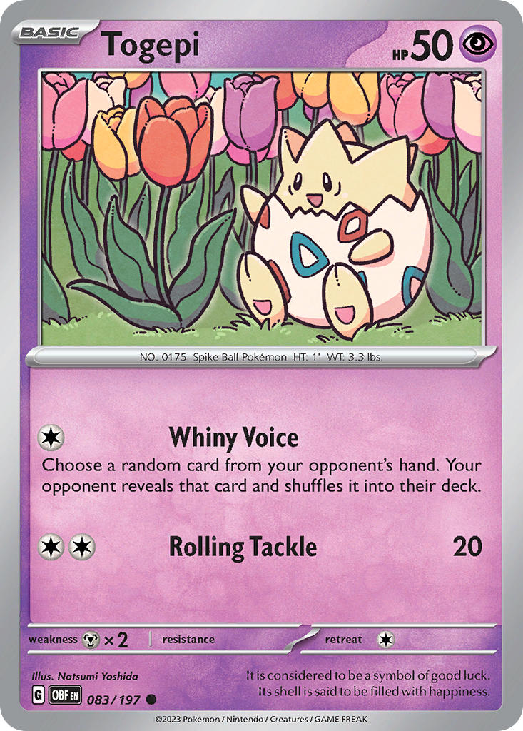 Togepi⁣ - Obsidian Flames⁣ (Common)⁣ [083] English / Near Mint / Reverse-Holo Normal