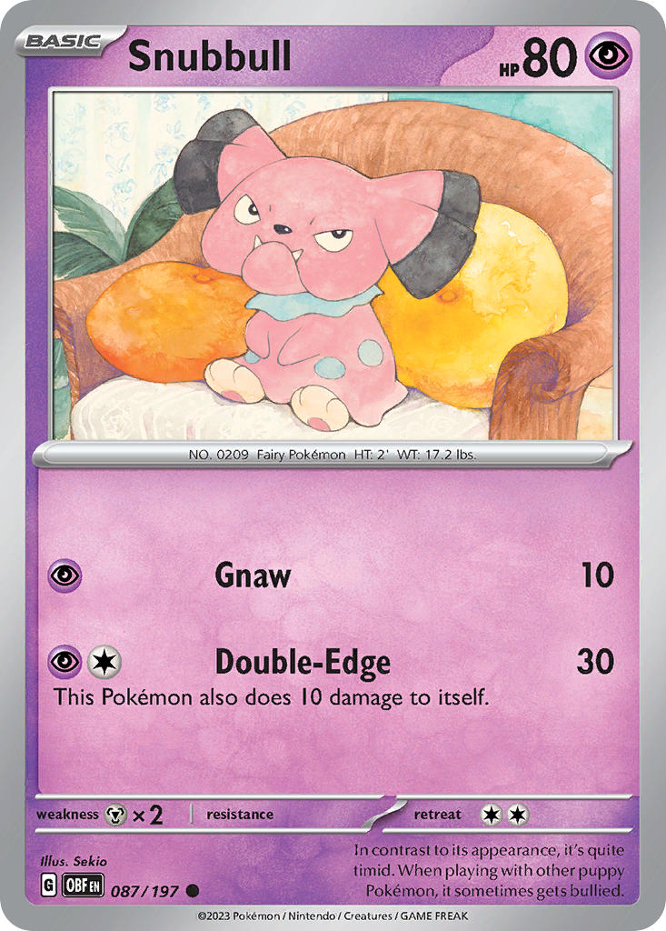 Snubbull⁣ - Obsidian Flames⁣ (Common)⁣ [087] English / Near Mint / Reverse-Holo Normal