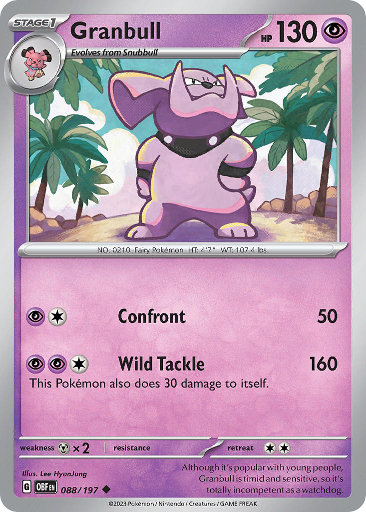 Granbull⁣ - Obsidian Flames⁣ (Uncommon)⁣ [088] English / Near Mint / Normal