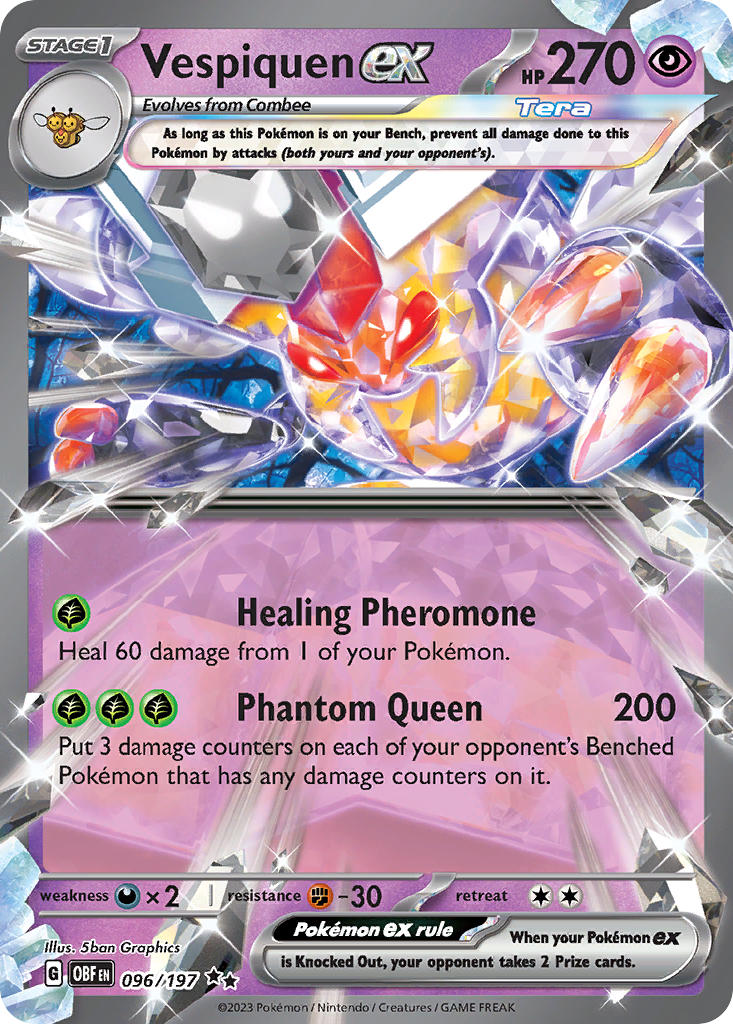 Vespiquen ex⁣ - Obsidian Flames⁣ (Double Rare)⁣ [096] English / Near Mint / Normal