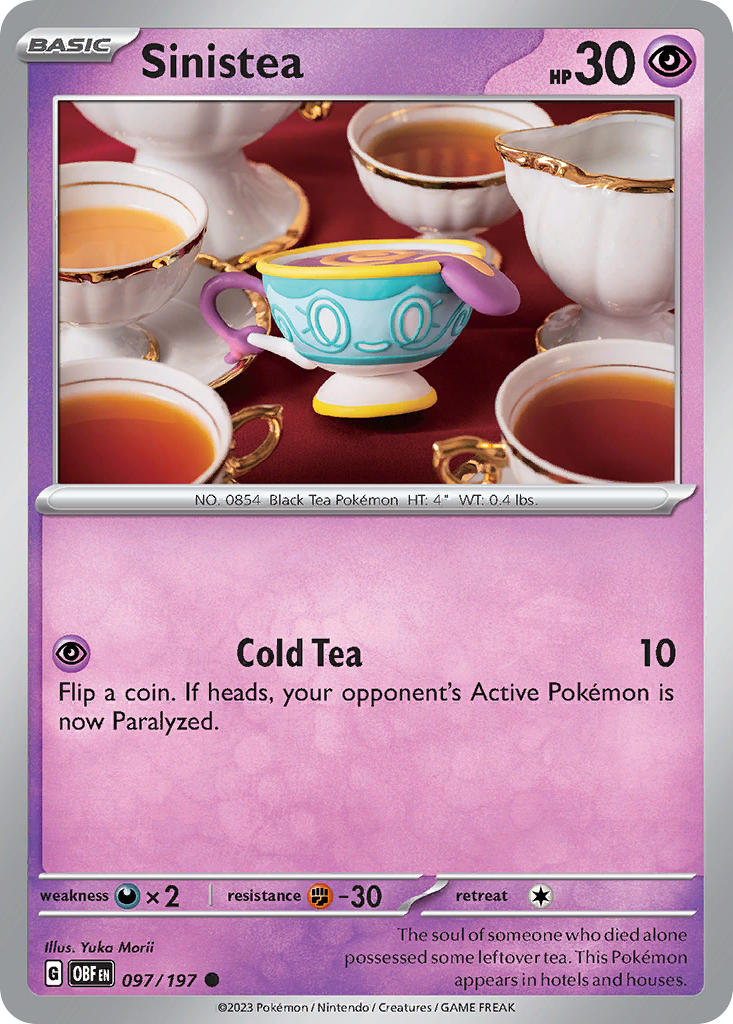 Sinistea⁣ - Obsidian Flames⁣ (Common)⁣ [097] English / Near Mint / Reverse-Holo Normal