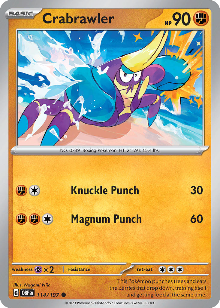 Crabrawler⁣ - Obsidian Flames⁣ (Common)⁣ [114] English / Near Mint / Reverse-Holo Normal