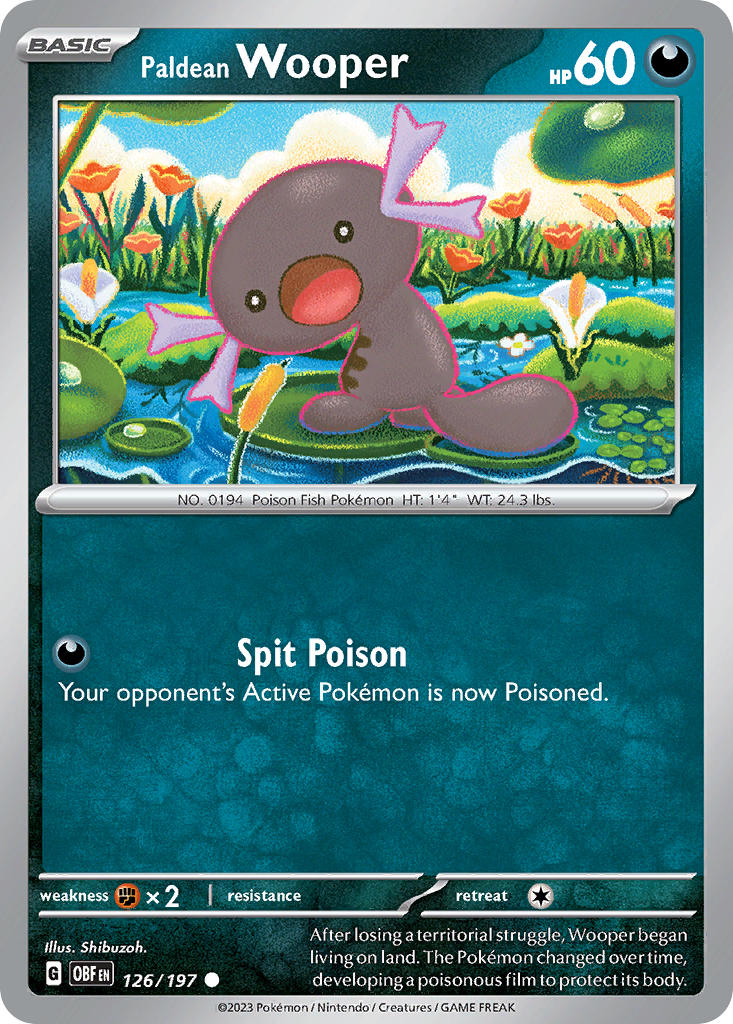 Paldean Wooper⁣ - Obsidian Flames⁣ (Common)⁣ [126] English / Near Mint / Reverse-Holo Normal