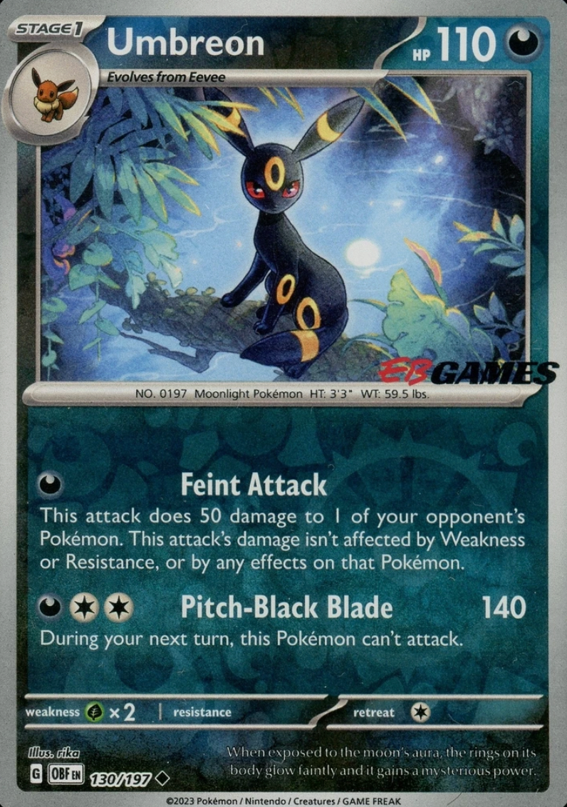 Umbreon - Obsidian Flames (EB Games Stamp) [130] Kortspil