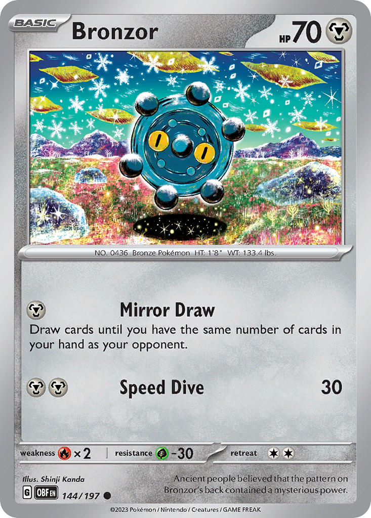 Bronzor⁣ - Obsidian Flames⁣ (Common)⁣ [144] English / Near Mint / Reverse-Holo Normal