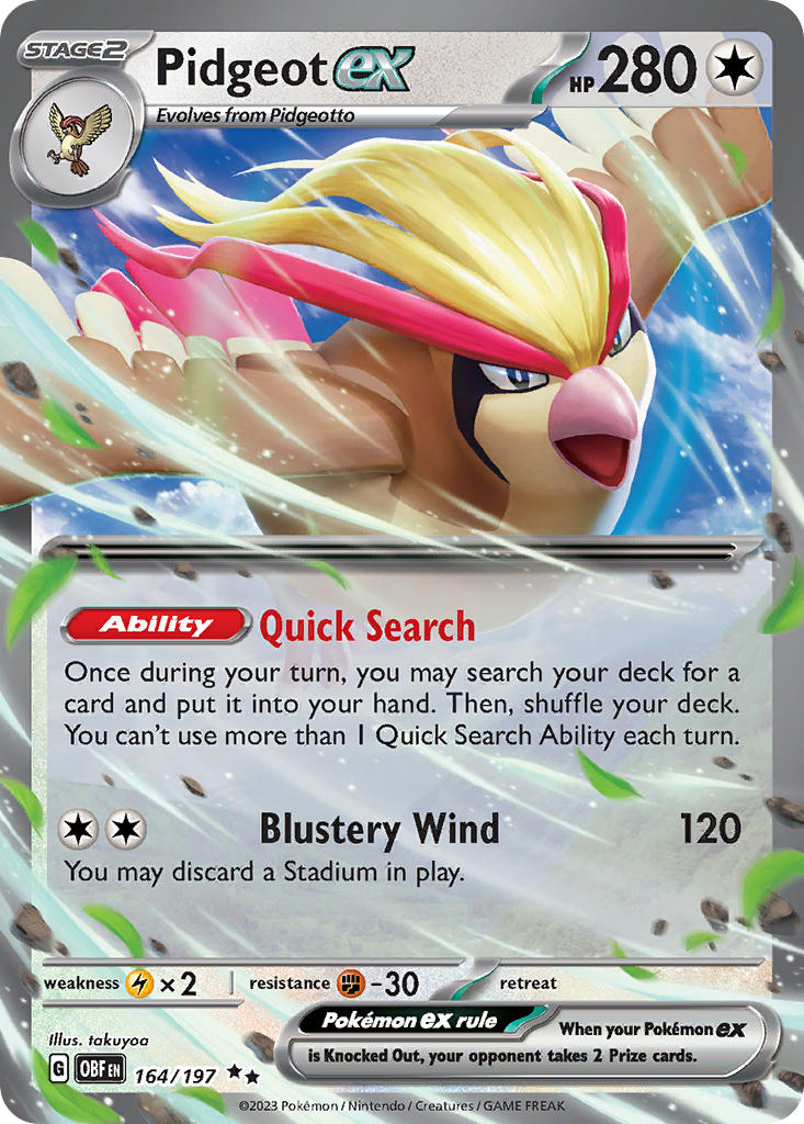 Pidgeot ex⁣ - Obsidian Flames⁣ (Double Rare)⁣ [164] English / Near Mint / Normal