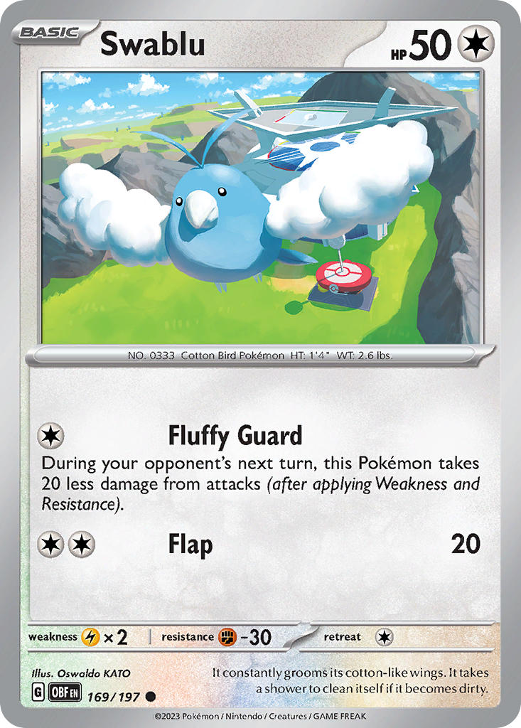 Swablu⁣ - Obsidian Flames⁣ (Common)⁣ [169] English / Near Mint / Reverse-Holo Normal
