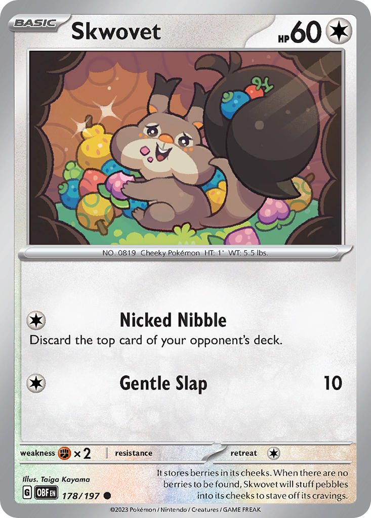 Skwovet⁣ - Obsidian Flames⁣ (Common)⁣ [178] English / Near Mint / Reverse-Holo Normal