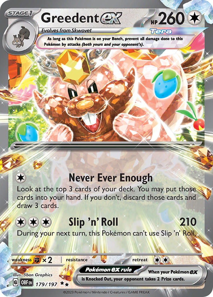 Greedent ex⁣ - Obsidian Flames⁣ (Double Rare)⁣ [179] English / Near Mint / Normal