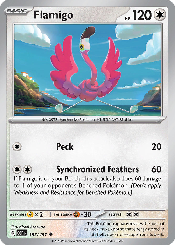 Flamigo⁣ - Obsidian Flames⁣ (Uncommon)⁣ [185] English / Near Mint / Reverse-Holo Normal