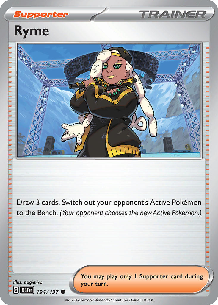Ryme⁣ - Obsidian Flames⁣ (Common)⁣ [194] English / Near Mint / Reverse-Holo Normal