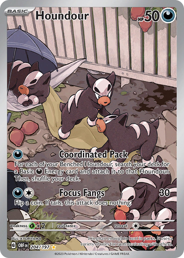 Houndour⁣ - Obsidian Flames⁣ (Illustration Rare)⁣ [204] English / Near Mint / Normal