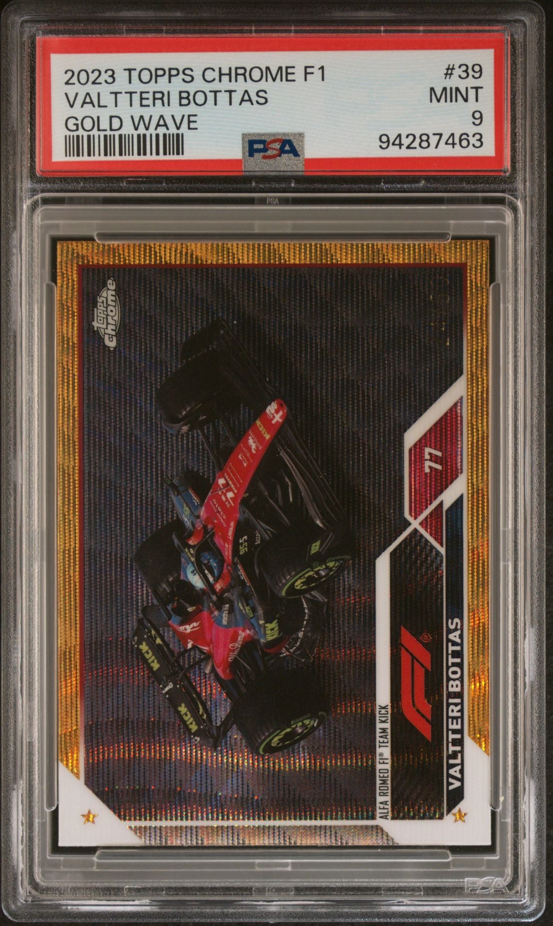 Valtteri Bottas #39 Gold Wave 2023 Topps Chrome F1 PSA 9 - forside