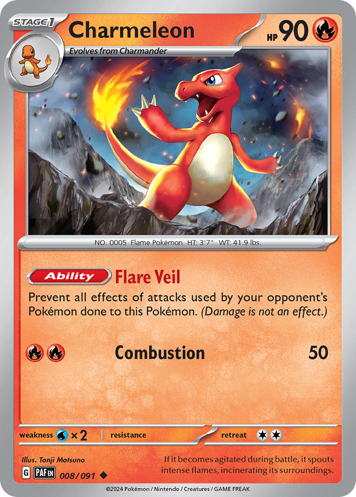 Charmeleon - Paldean Fates (Uncommon) [008] Kortspil