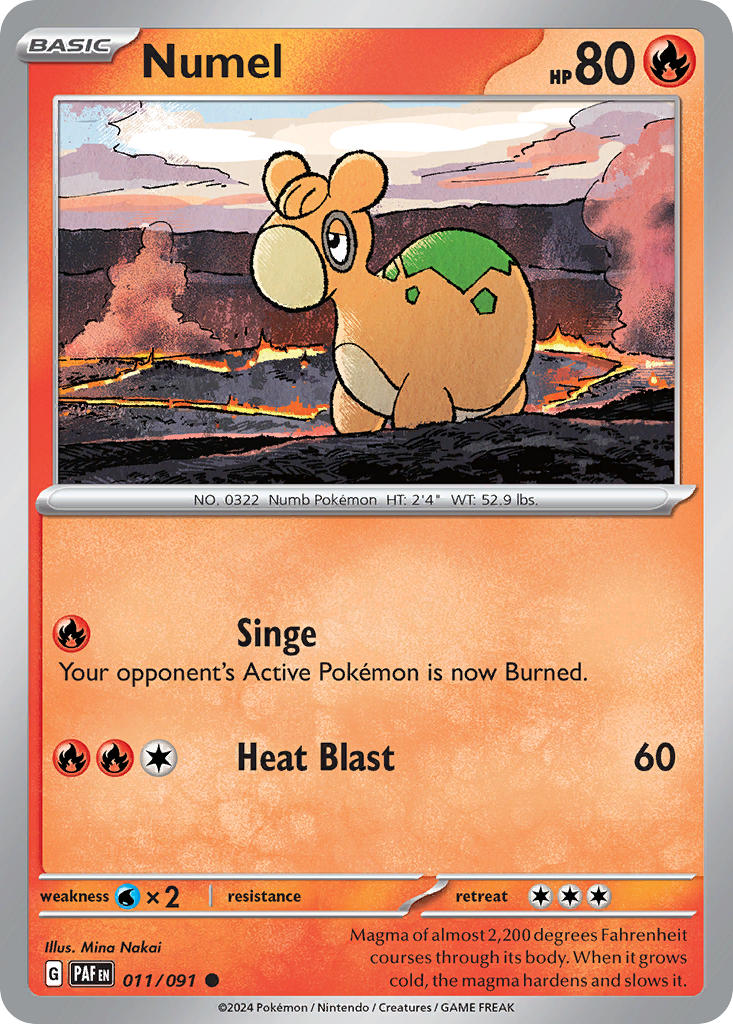 Numel⁣ - Paldean Fates⁣ (Common)⁣ [011] English / Near Mint / Reverse-Holo Normal