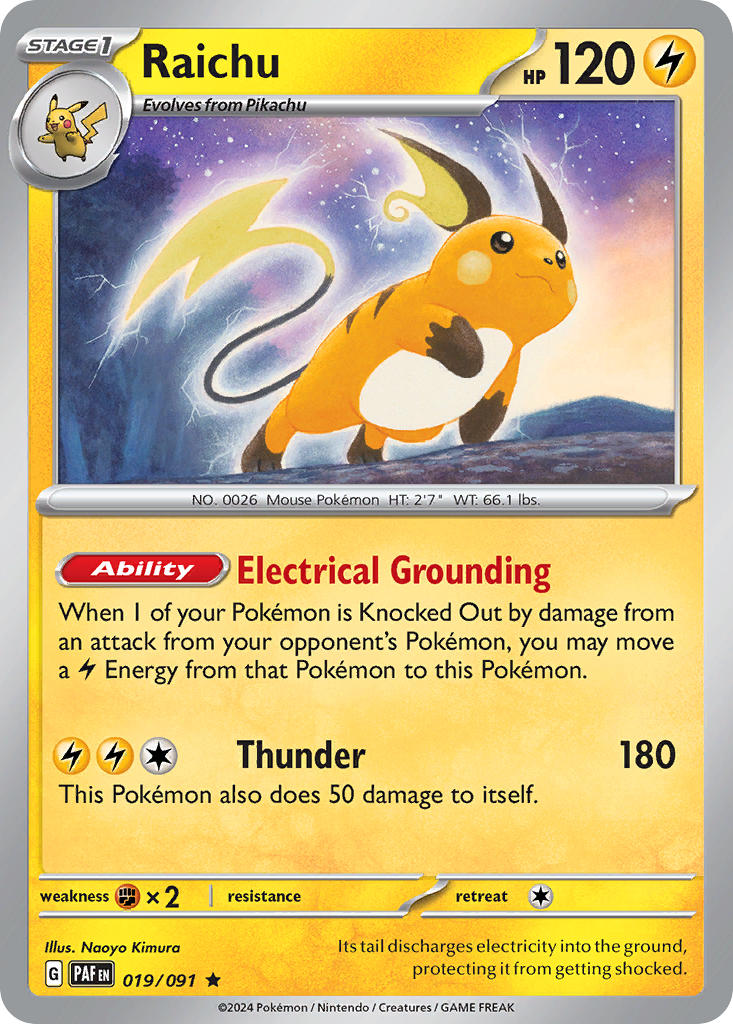 Raichu⁣ - Paldean Fates⁣ (Rare)⁣ [019] English / Near Mint / Normal