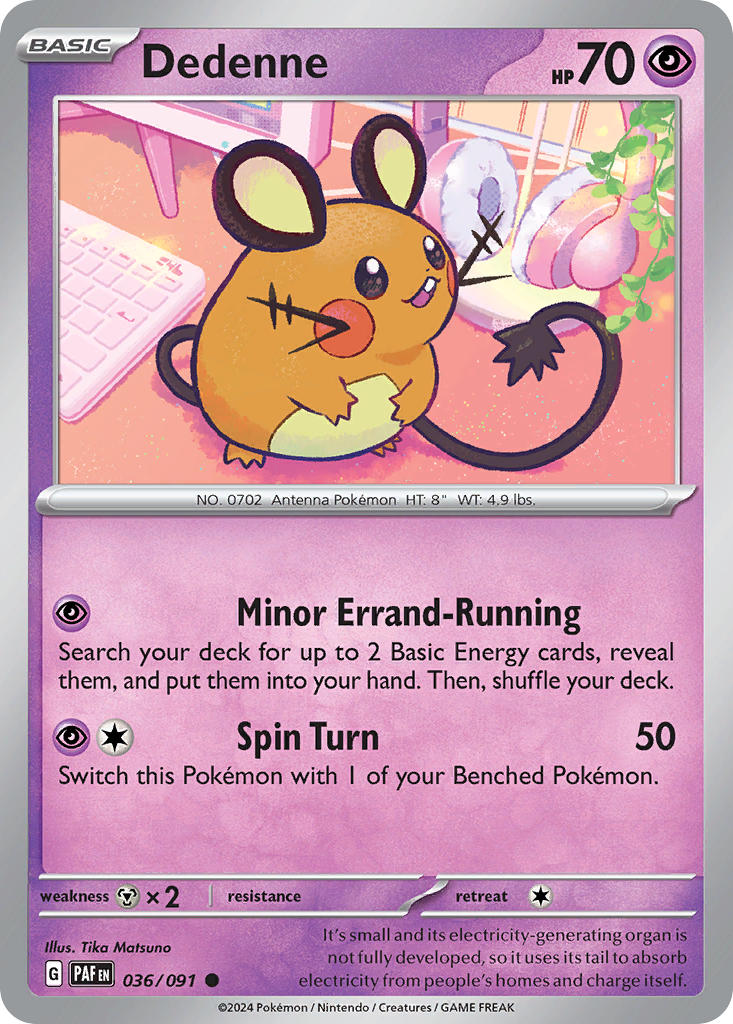 Dedenne⁣ - Paldean Fates⁣ (Common)⁣ [036] English / Near Mint / Reverse-Holo Normal