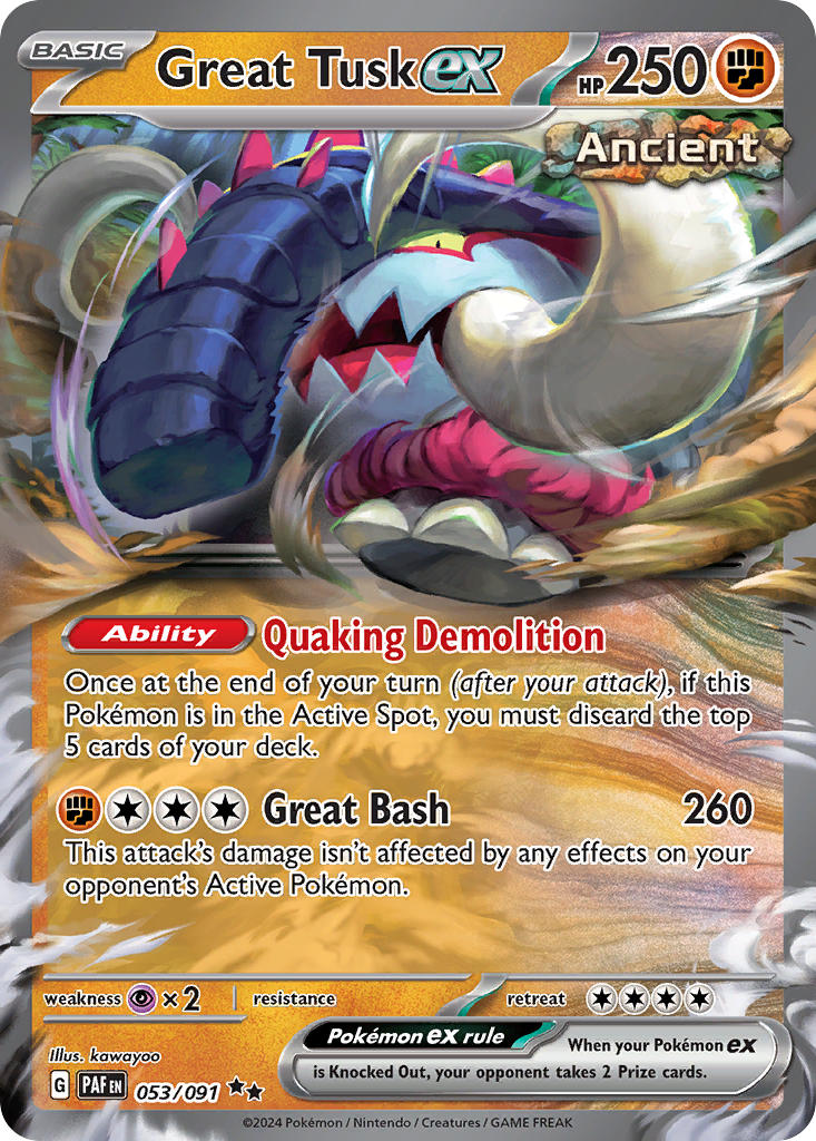 Great Tusk ex⁣ - Paldean Fates⁣ (Double Rare)⁣ [053] English / Near Mint / Normal