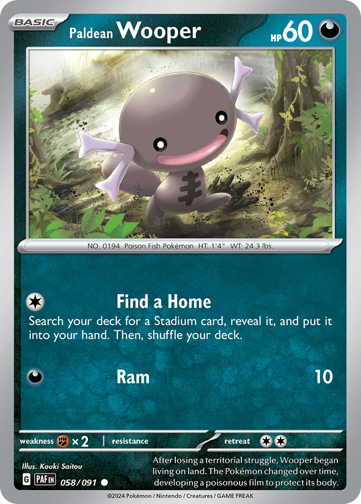 Paldean Wooper⁣ - Paldean Fates⁣ (Common)⁣ [058] English / Near Mint / Reverse-Holo Normal