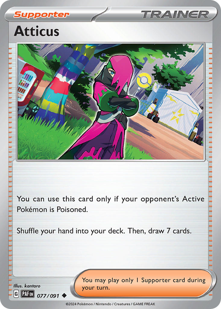 Atticus⁣ - Paldean Fates⁣ (Uncommon)⁣ [077] English / Near Mint / Reverse-Holo Normal