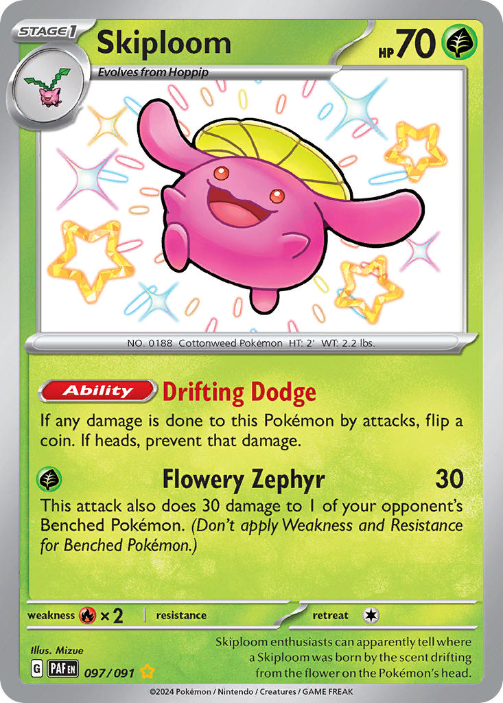 Skiploom⁣ - Paldean Fates⁣ (Shiny Rare)⁣ [097] English / Near Mint / Normal