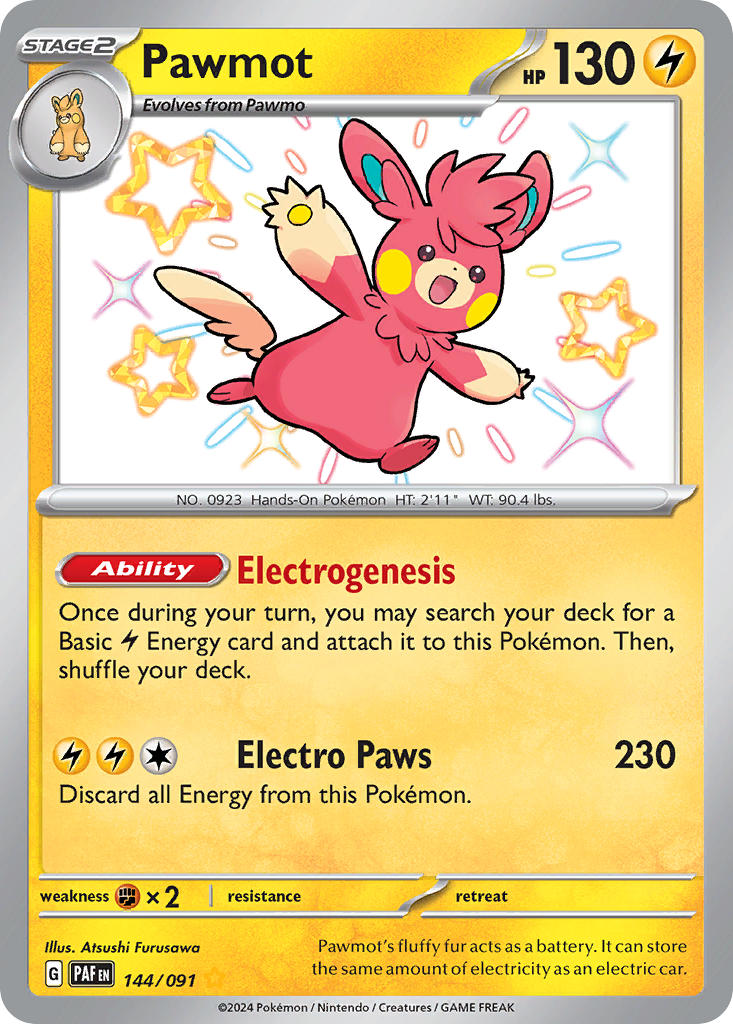 Pawmot⁣ - Paldean Fates⁣ (Shiny Rare)⁣ [144] English / Near Mint / Normal