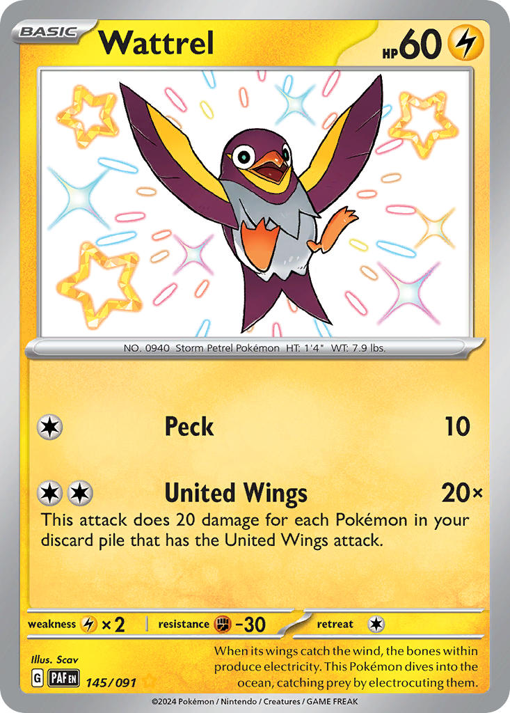 Wattrel⁣ - Paldean Fates⁣ (Shiny Rare)⁣ [145] English / Near Mint / Normal