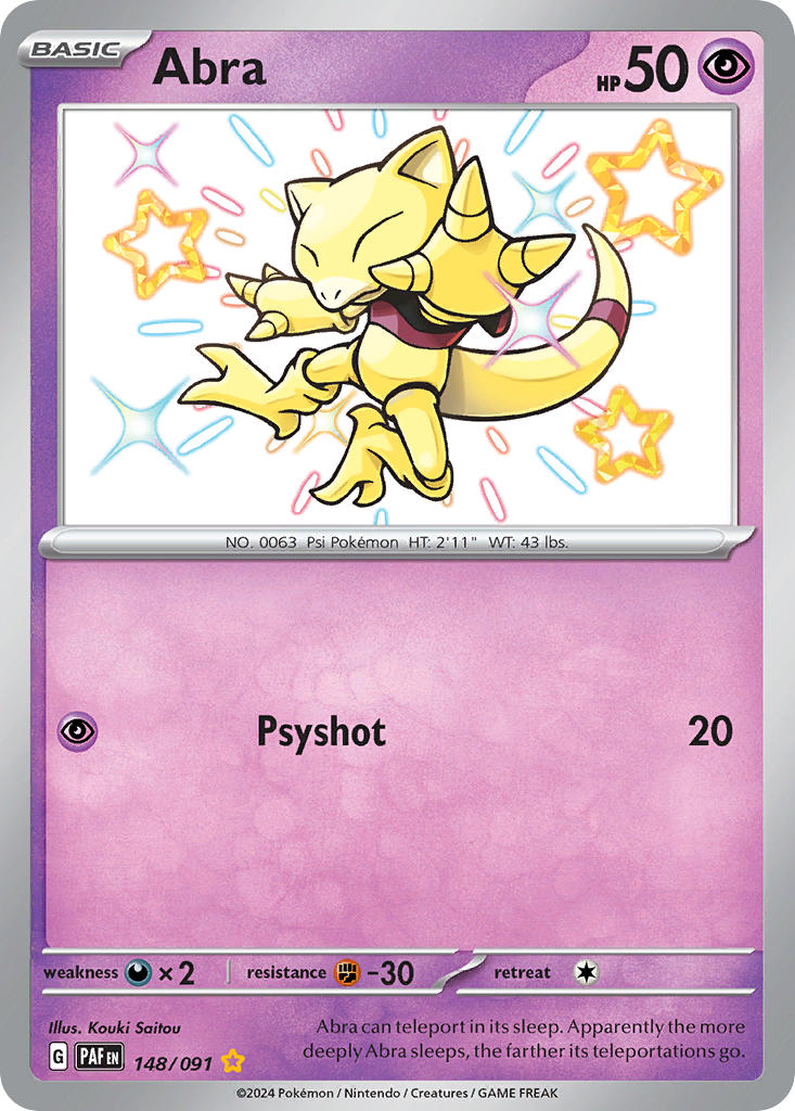 Abra⁣ - Paldean Fates⁣ (Shiny Rare)⁣ [148] English / Near Mint / Normal