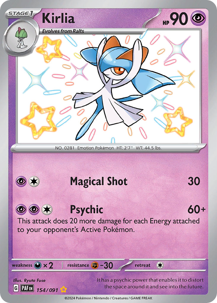 Kirlia⁣ - Paldean Fates⁣ (Shiny Rare)⁣ [154] English / Near Mint / Normal