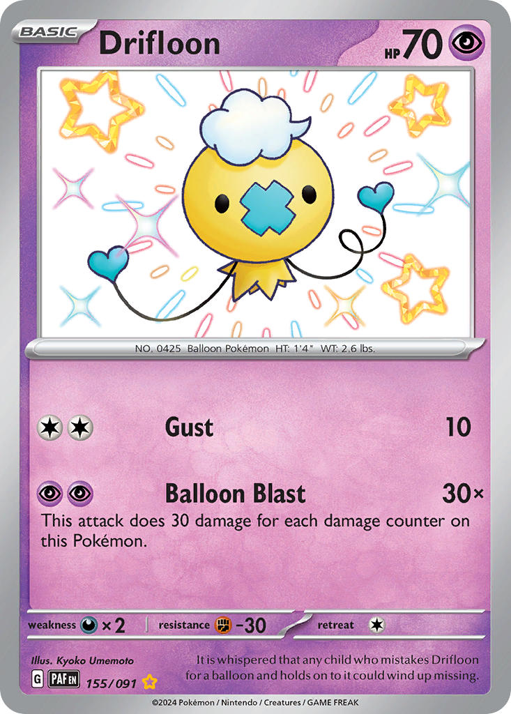 Drifloon⁣ - Paldean Fates⁣ (Shiny Rare)⁣ [155] English / Near Mint / Normal