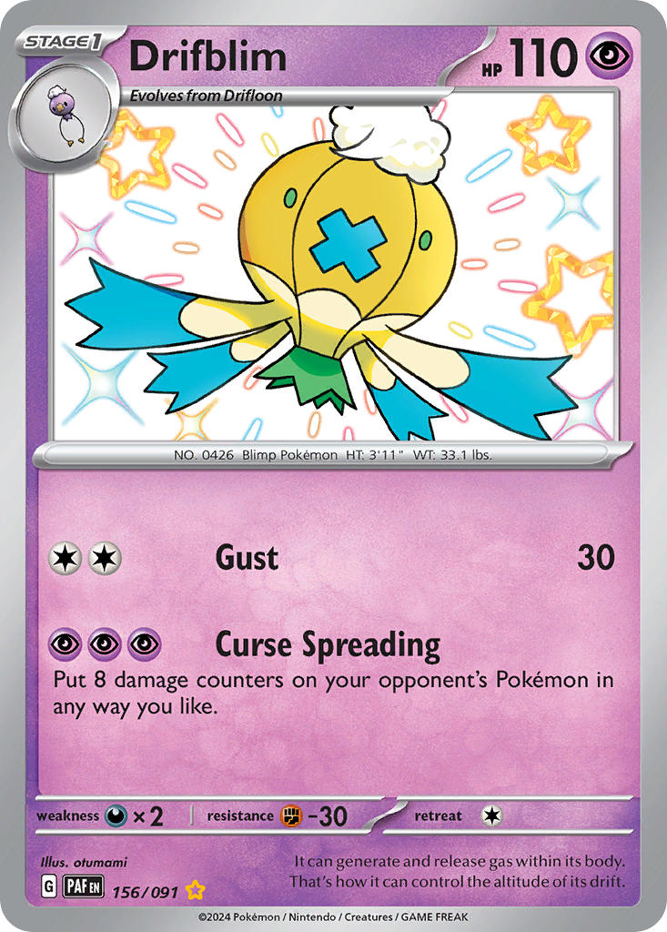 Drifblim⁣ - Paldean Fates⁣ (Shiny Rare)⁣ [156] English / Near Mint / Normal