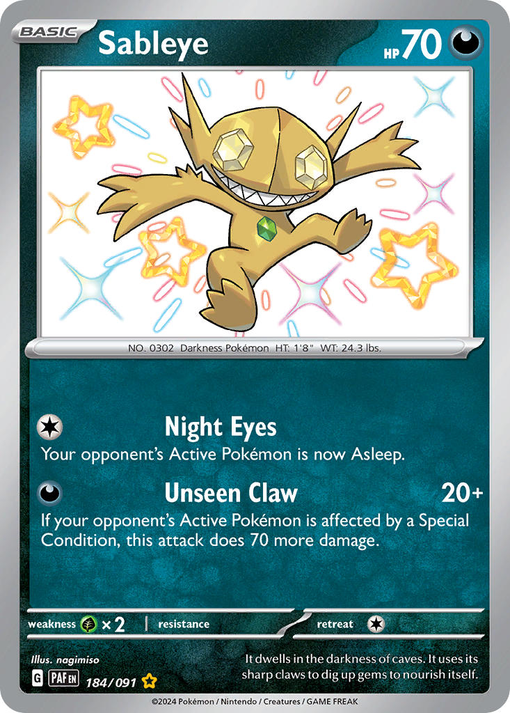 Sableye⁣ - Paldean Fates⁣ (Shiny Rare)⁣ [184] English / Near Mint / Normal