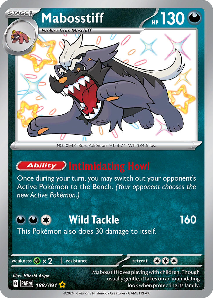 Mabosstiff⁣ - Paldean Fates⁣ (Shiny Rare)⁣ [188] English / Near Mint / Normal