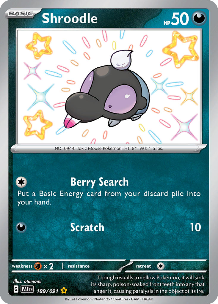 Shroodle⁣ - Paldean Fates⁣ (Shiny Rare)⁣ [189] English / Near Mint / Normal