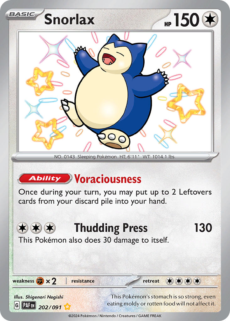 Snorlax⁣ - Paldean Fates⁣ (Shiny Rare)⁣ [202] English / Near Mint / Normal
