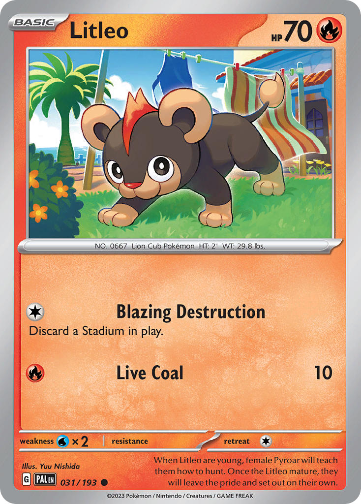 Litleo⁣ - Paldea Evolved⁣ (Common)⁣ [031] English / Near Mint / Reverse-Holo Normal