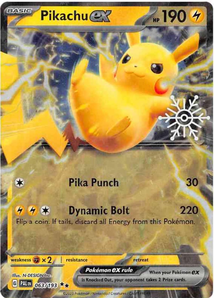 Pikachu ex - Paldea Evolved (Snow Flake Stamp) [063] Kortspil