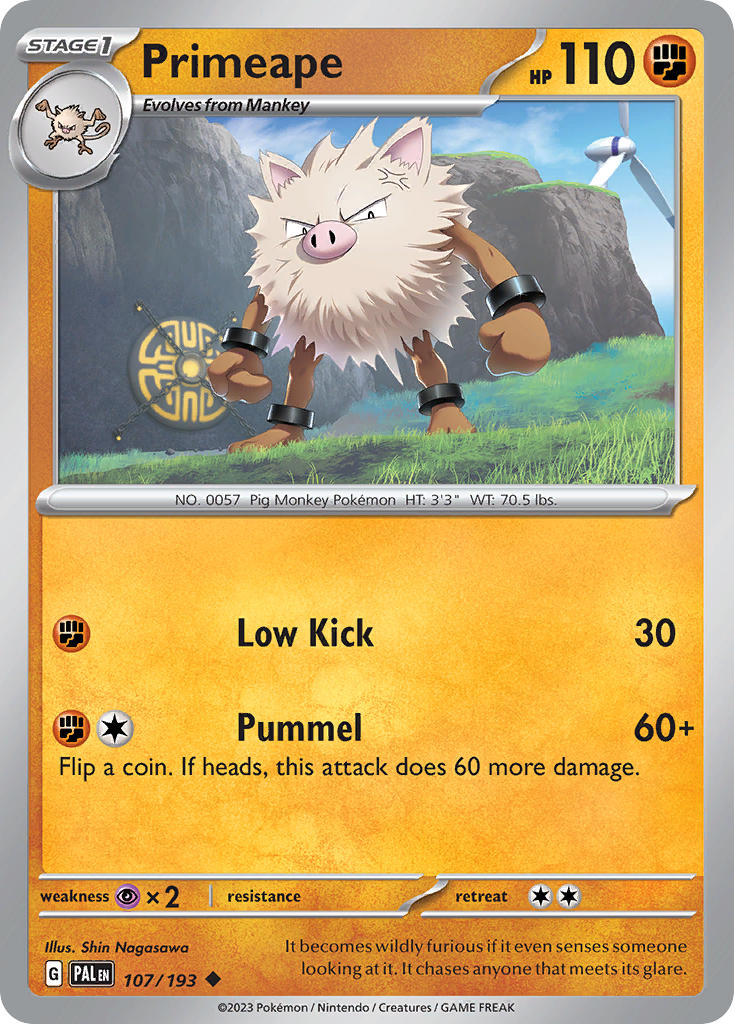 Primeape⁣ - Paldea Evolved⁣ (Uncommon)⁣ [107] English / Near Mint / Reverse-Holo Normal