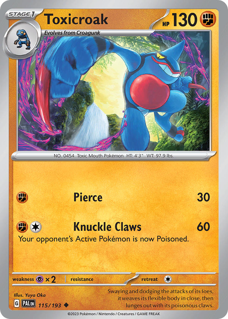 Toxicroak⁣ - Paldea Evolved⁣ (Uncommon)⁣ [115] English / Near Mint / Reverse-Holo Normal