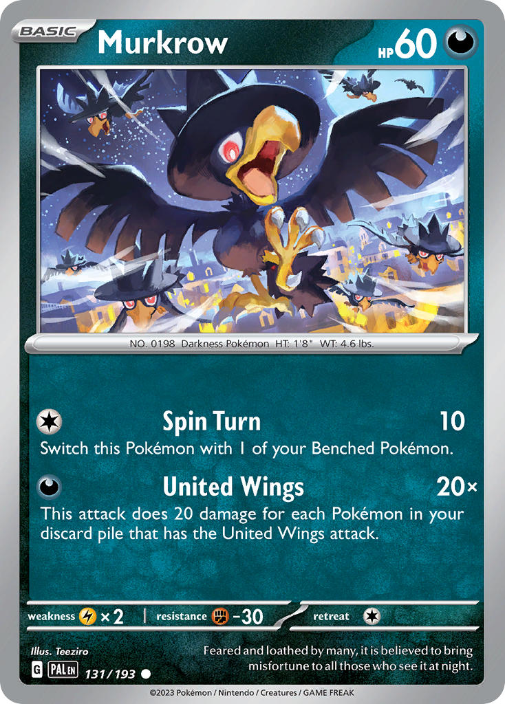 Murkrow⁣ - Paldea Evolved⁣ (Common)⁣ [131] English / Near Mint / Reverse-Holo Normal
