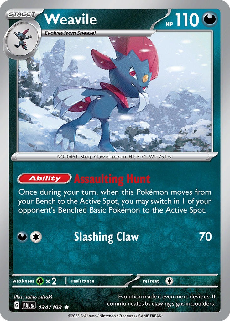 Weavile⁣ - Paldea Evolved⁣ (Rare)⁣ [134] English / Near Mint / Reverse-Holo Normal