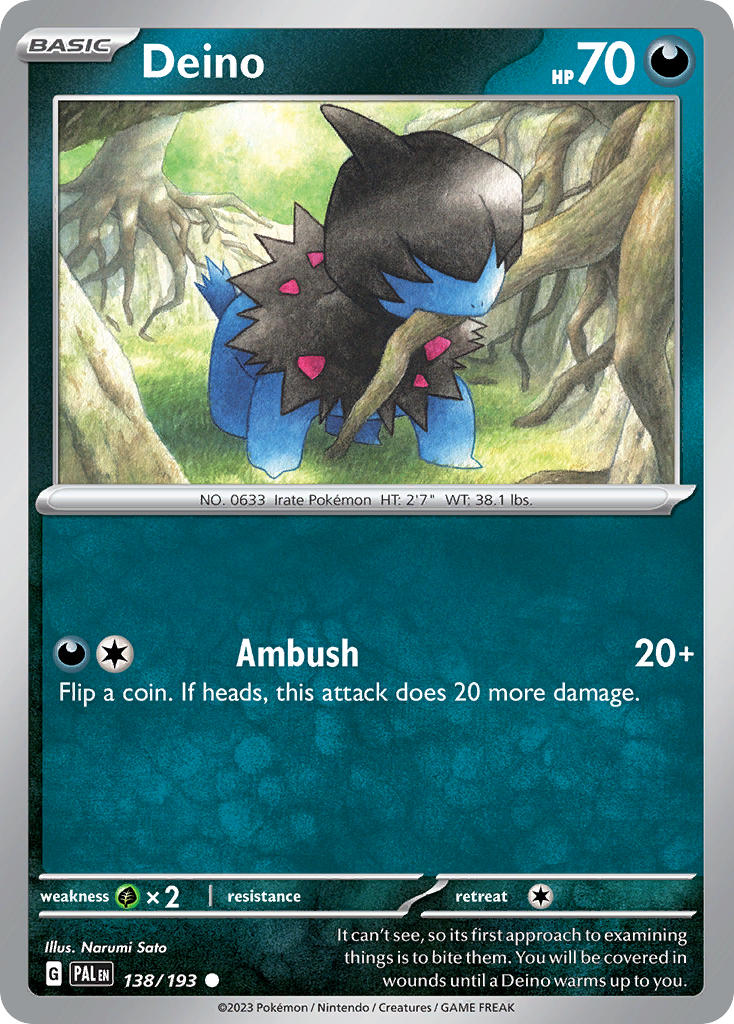 Deino⁣ - Paldea Evolved⁣ (Common)⁣ [138] English / Near Mint / Reverse-Holo Normal