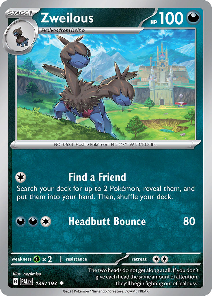 Zweilous⁣ - Paldea Evolved⁣ (Uncommon)⁣ [139] English / Near Mint / Normal